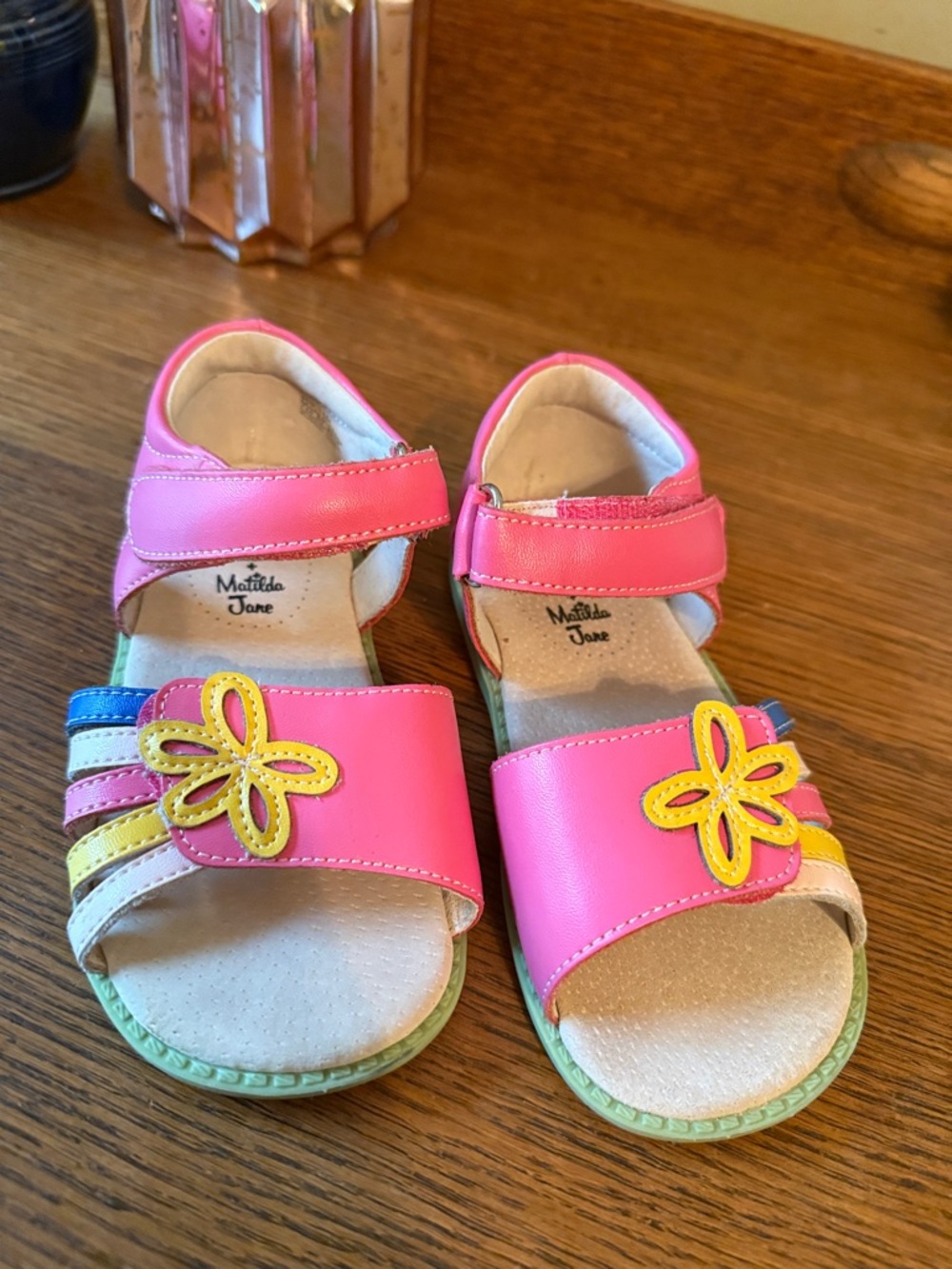 Livie & Luca Pink Floral Accent Girls' Sandals